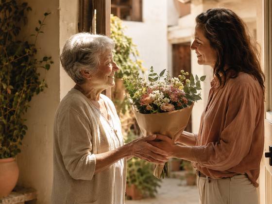 Lliurar flors en mà a algú estimat
